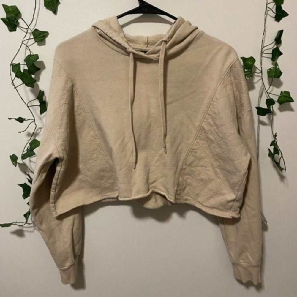Wild Fable Cram Tan Cropped Hoodie Sweatshirt Size M